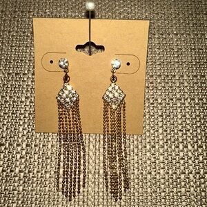 Gold Plated and CZ Fringe Earrings, NEW